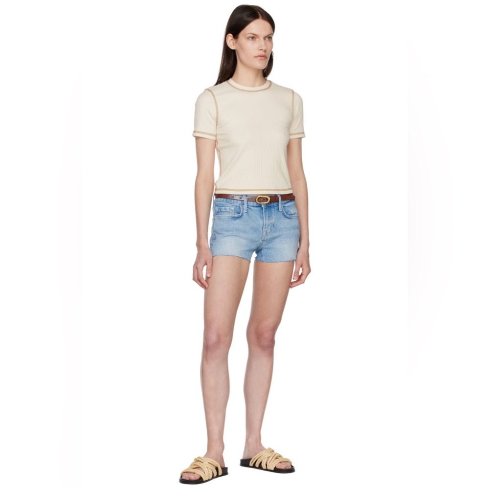 Frame Denim Le Cutoff Cuffed Shorts in Sand Dollar Medium Wash - 26 - Picture 11 of 11